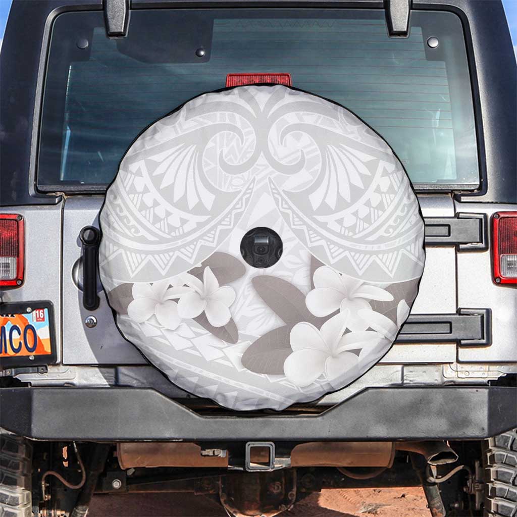 White Polynesia Spare Tire Cover Tribal Pattern Tropical Frangipani LT14 White - Polynesian Pride