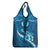 Blue Polynesia Grocery Bag Tribal Pattern Tropical Frangipani