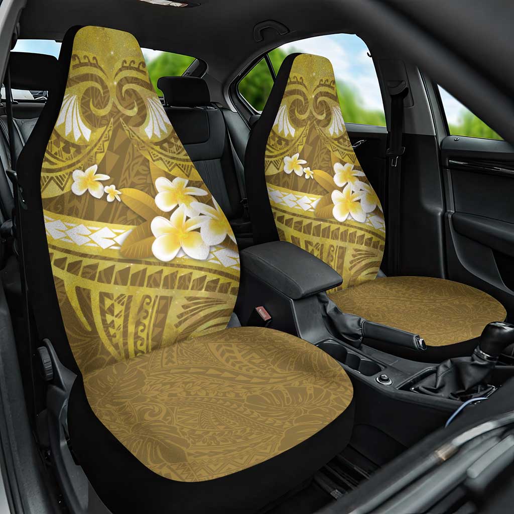 Gold Polynesia Car Seat Cover Tribal Pattern Tropical Frangipani LT14 One Size Gold - Polynesian Pride