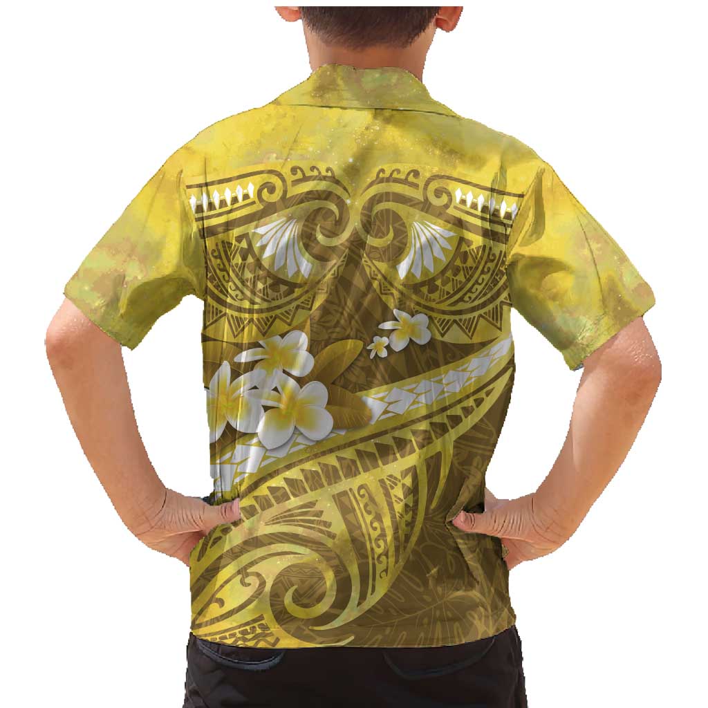 Gold Polynesia Family Matching Mermaid Dress and Hawaiian Shirt Tribal Pattern Tropical Frangipani