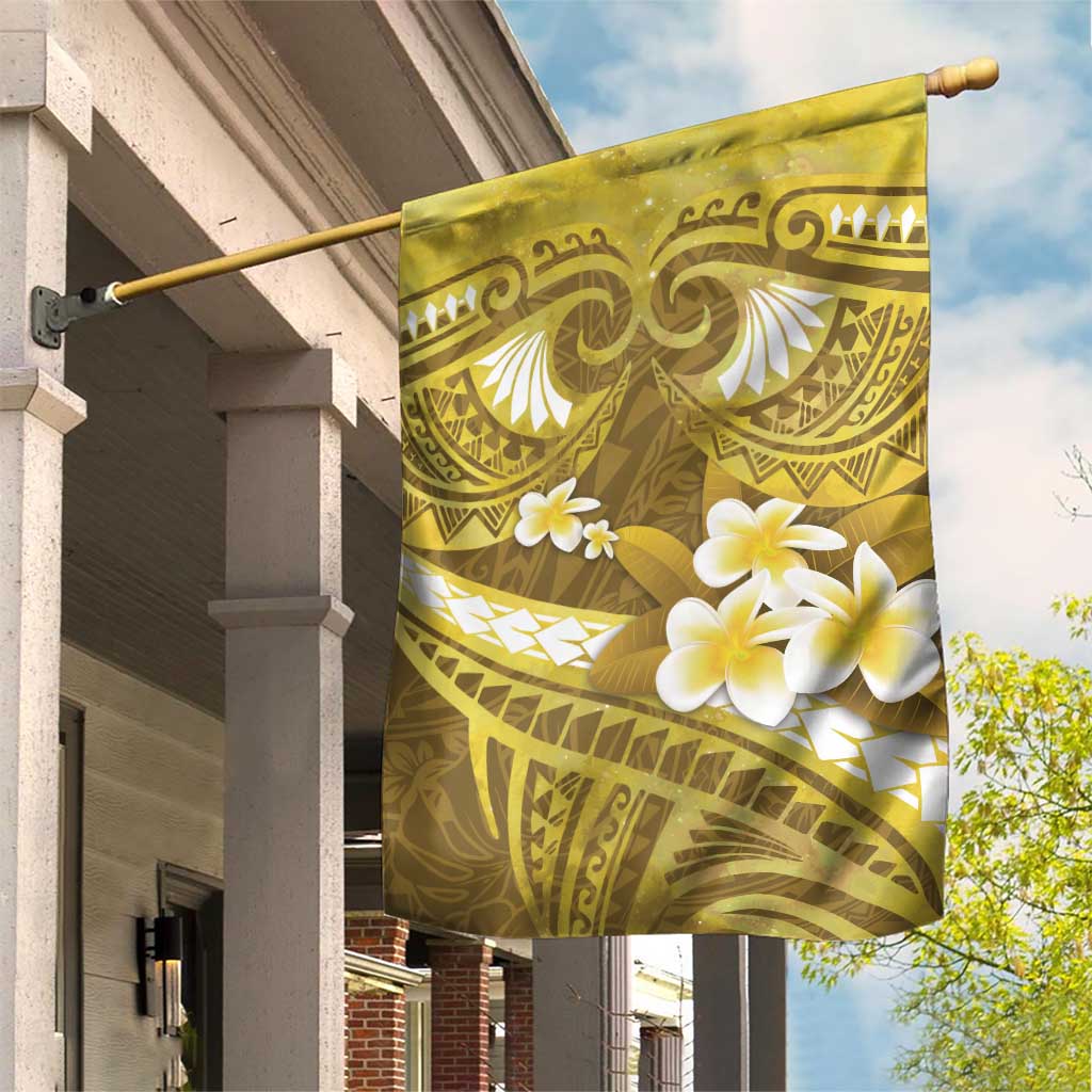 Gold Polynesia Garden Flag Tribal Pattern Tropical Frangipani LT14 House Flag Gold - Polynesian Pride