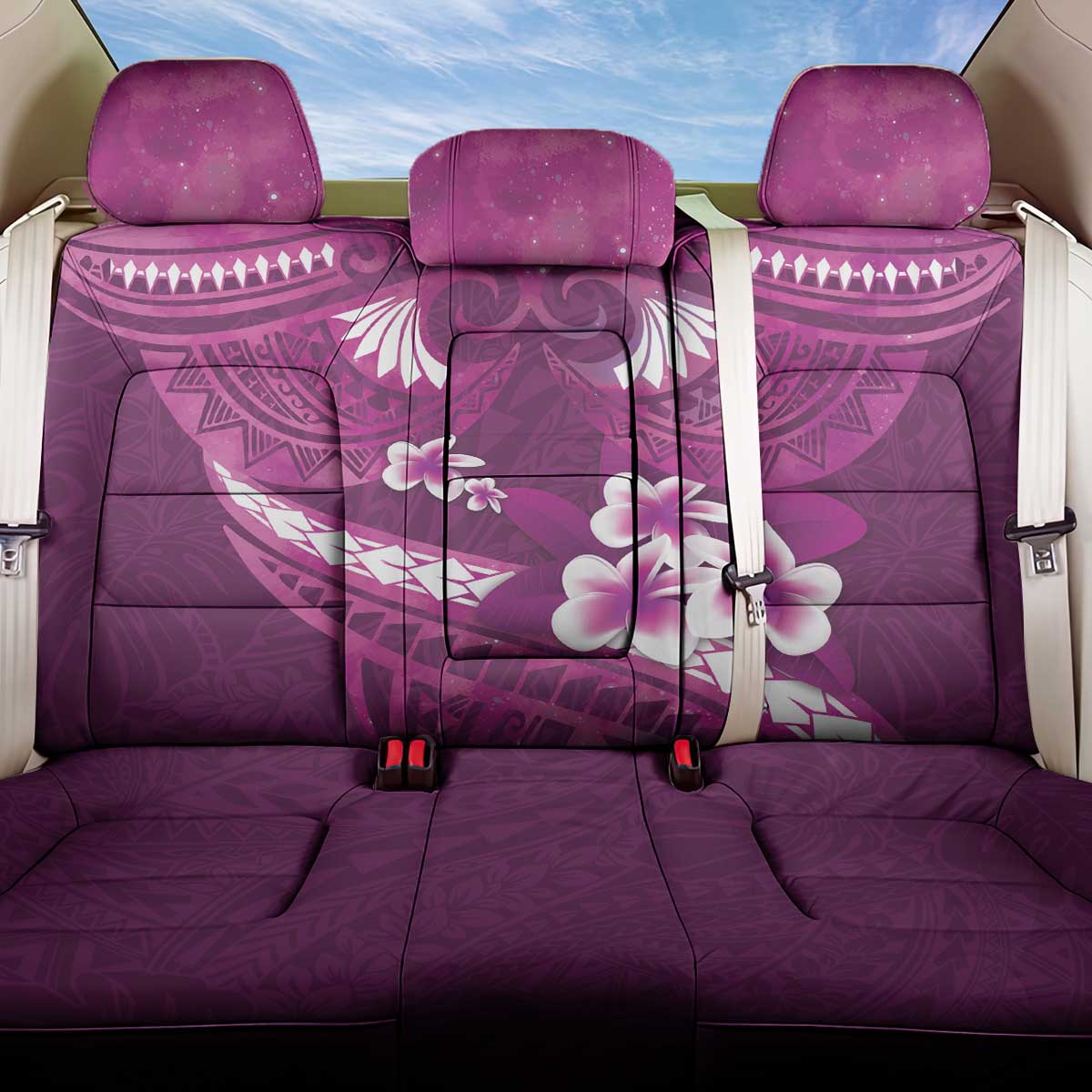 Pink Polynesia Back Car Seat Cover Tribal Pattern Tropical Frangipani LT14 One Size Pink - Polynesian Pride