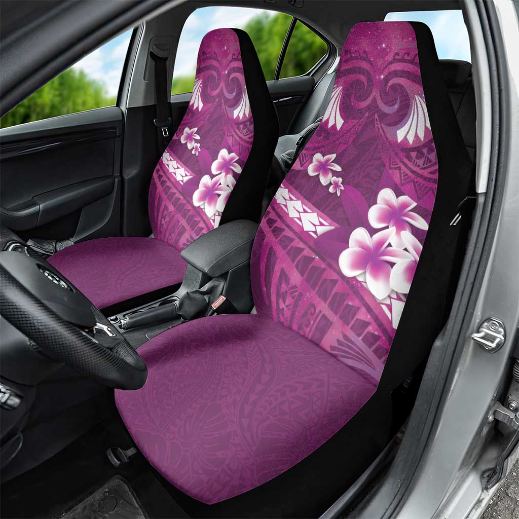 Pink Polynesia Car Seat Cover Tribal Pattern Tropical Frangipani
