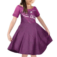 Pink Polynesia Family Matching Long Sleeve Bodycon Dress and Hawaiian Shirt Tribal Pattern Tropical Frangipani LT14 Daughter's Dress Pink - Polynesian Pride