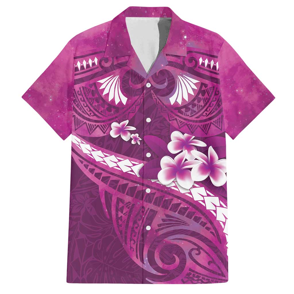 Pink Polynesia Family Matching Long Sleeve Bodycon Dress and Hawaiian Shirt Tribal Pattern Tropical Frangipani LT14 Dad's Shirt - Short Sleeve Pink - Polynesian Pride