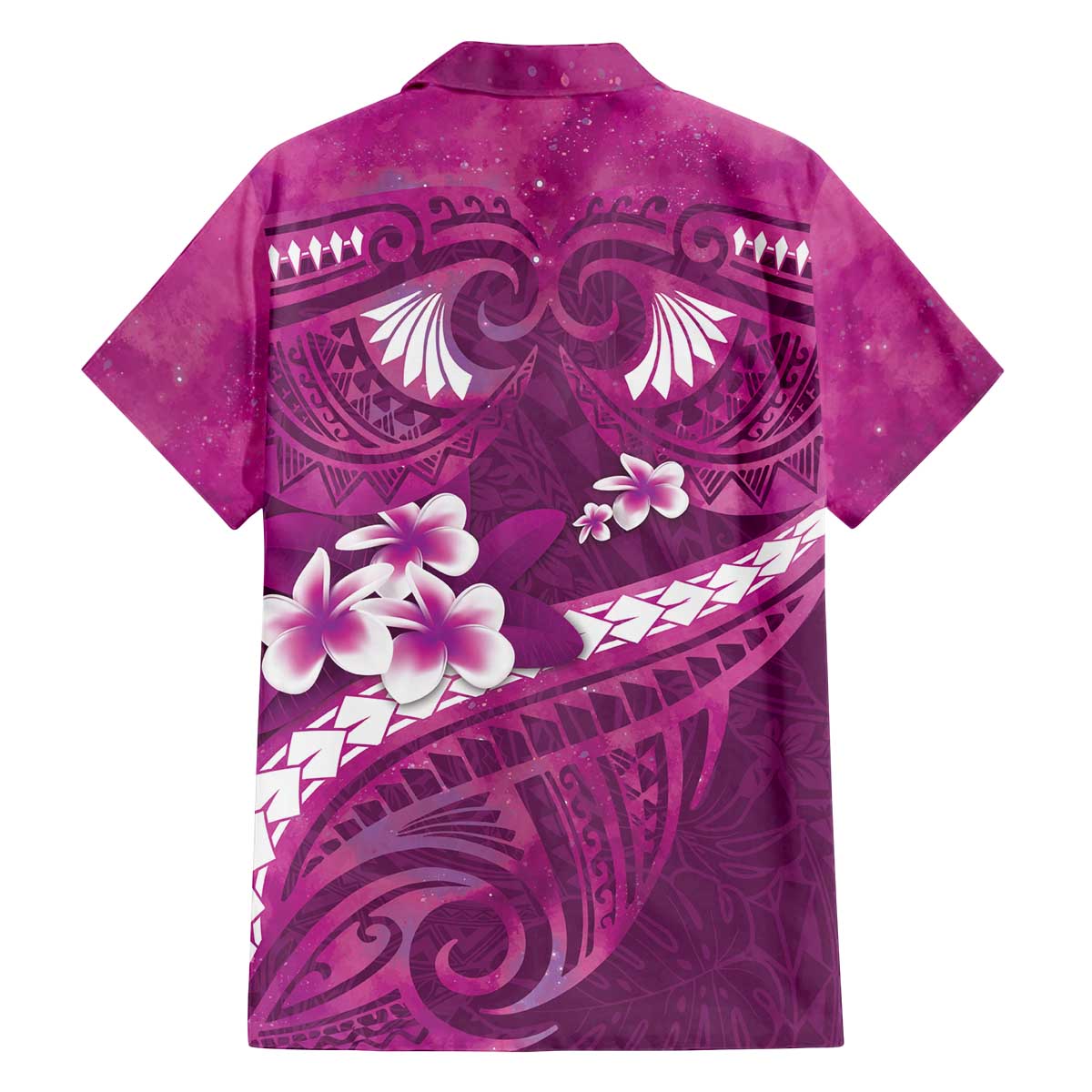 Pink Polynesia Family Matching Off Shoulder Short Dress and Hawaiian Shirt Tribal Pattern Tropical Frangipani