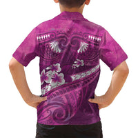 Pink Polynesia Family Matching Tank Maxi Dress and Hawaiian Shirt Tribal Pattern Tropical Frangipani