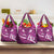 Pink Polynesia Grocery Bag Tribal Pattern Tropical Frangipani