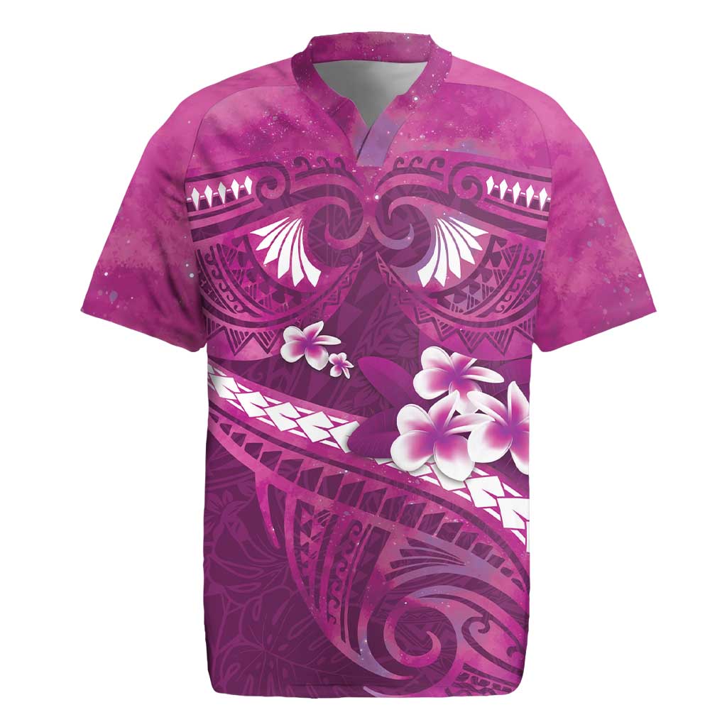 Pink Polynesia Rugby Jersey Tribal Pattern Tropical Frangipani LT14 Pink - Polynesian Pride