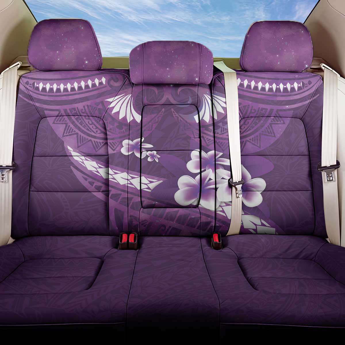 Purple Polynesia Back Car Seat Cover Tribal Pattern Tropical Frangipani LT14 One Size Purple - Polynesian Pride