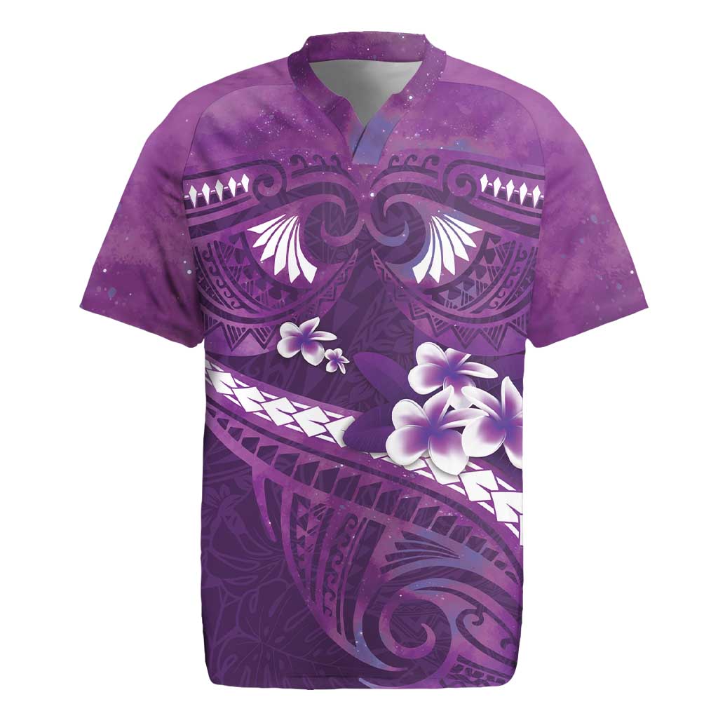 Purple Polynesia Rugby Jersey Tribal Pattern Tropical Frangipani LT14 Purple - Polynesian Pride