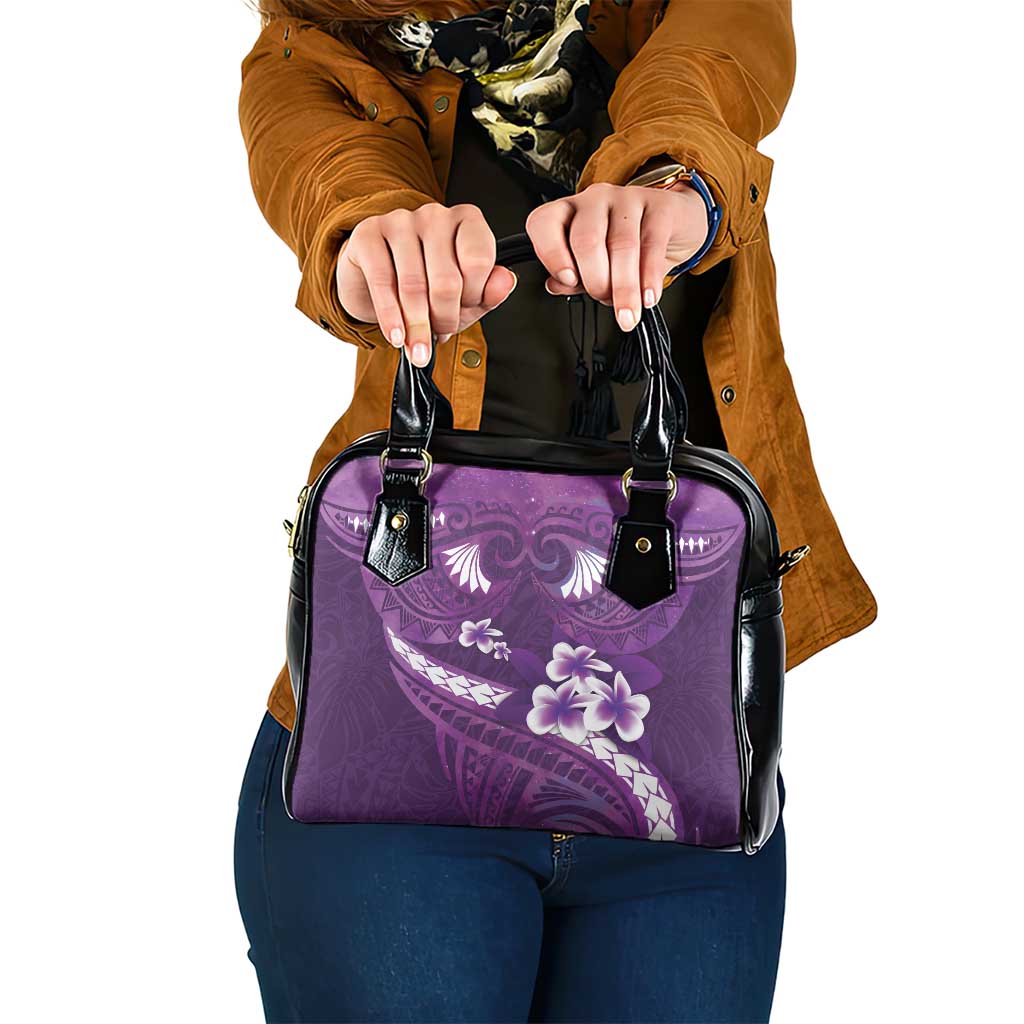 Purple Polynesia Shoulder Handbag Tribal Pattern Tropical Frangipani LT14 One Size Purple - Polynesian Pride