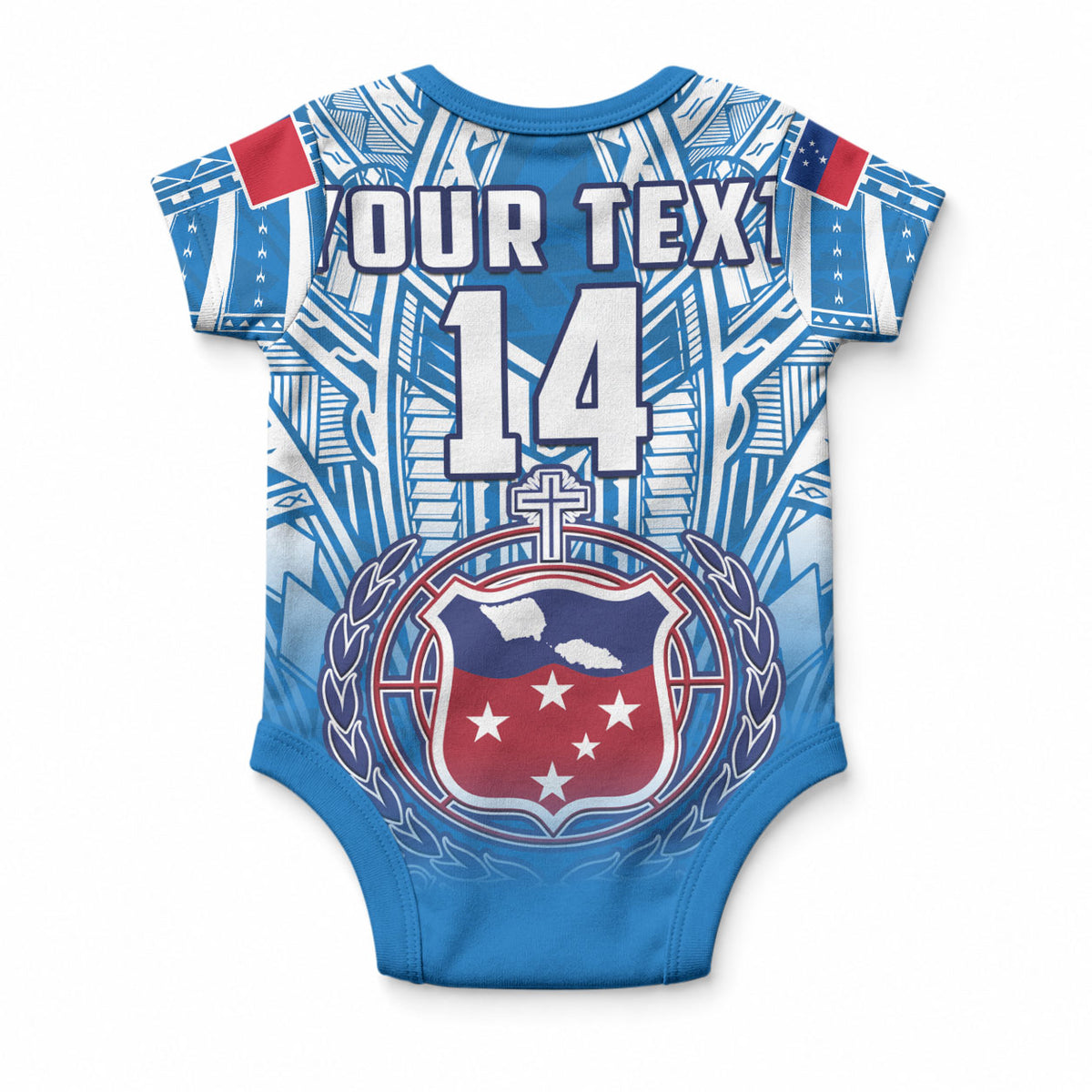 Custom Samoa Rugby Baby Onesie Toa Samoa Polynesian Pacific Blue Version LT14 - Polynesian Pride