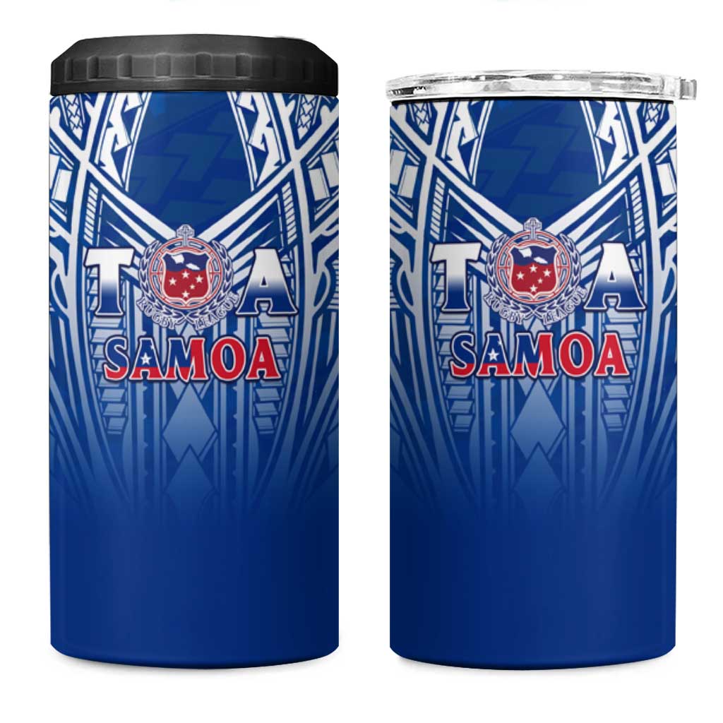 Samoa Rugby 4 in 1 Can Cooler Tumbler Toa Samoa Polynesian Pacific Navy Version