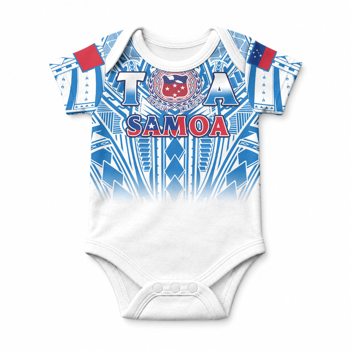Custom Samoa Rugby Baby Onesie Toa Samoa Polynesian Pacific White Version LT14 White - Polynesian Pride