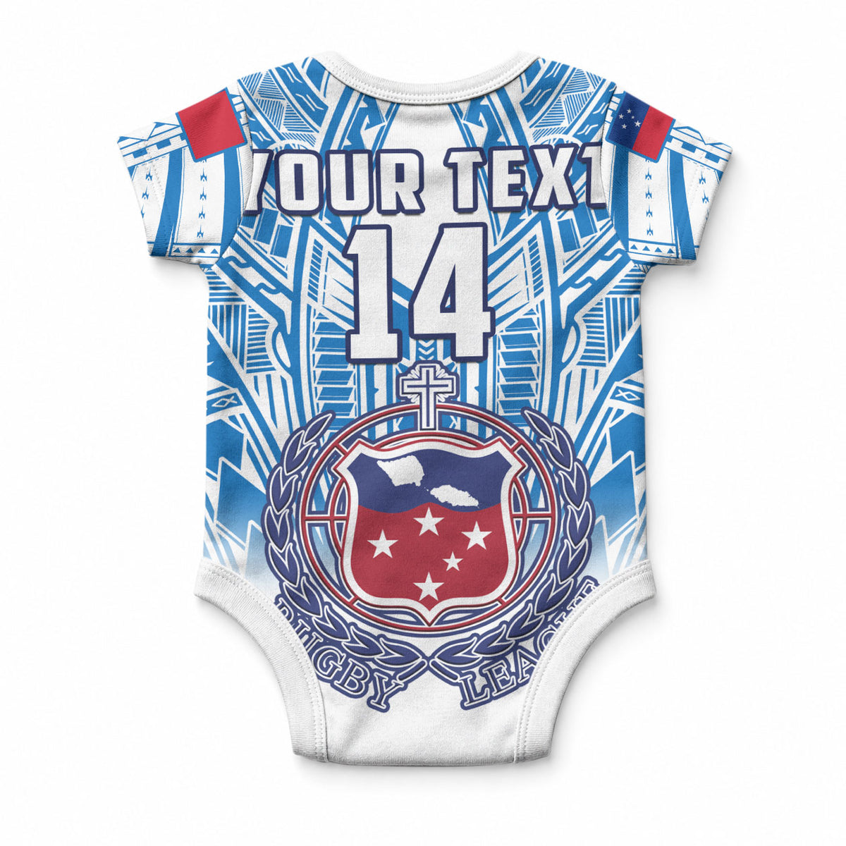 Custom Samoa Rugby Baby Onesie Toa Samoa Polynesian Pacific White Version LT14 - Polynesian Pride