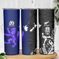New Zealand and Scotland Rugby Skinny Tumbler All Black Maori With Thistle Together LT14 - Polynesian Pride