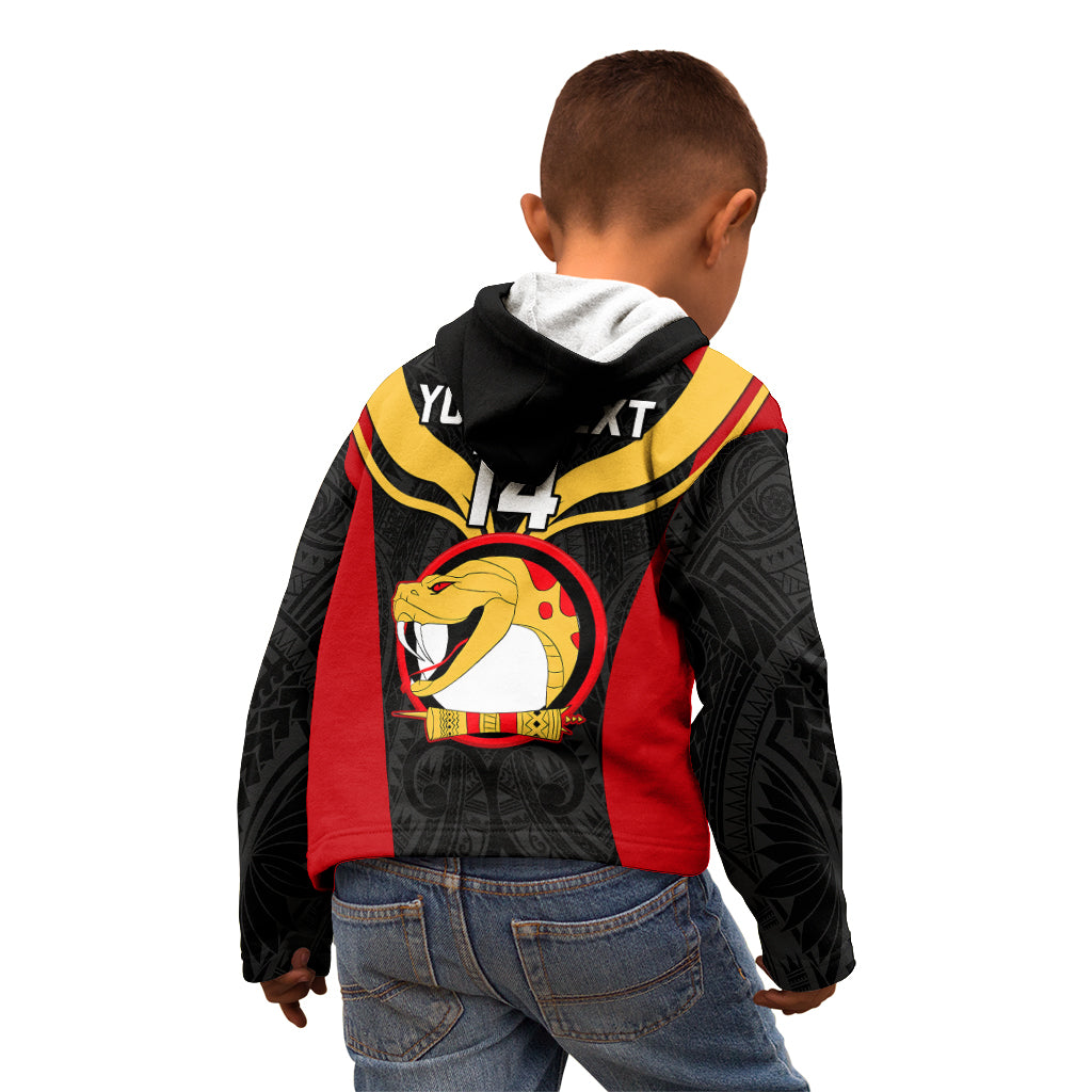 Custom Papua New Guinea Rugby Kid Hoodie Port Moresby Vipers PNG Polynesian Pattern LT14 - Polynesian Pride