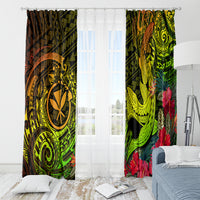 Hawaii Window Curtain Kanaka Map With Polynesian Shark Tattoo Reggae Unique LT14 - Polynesian Pride