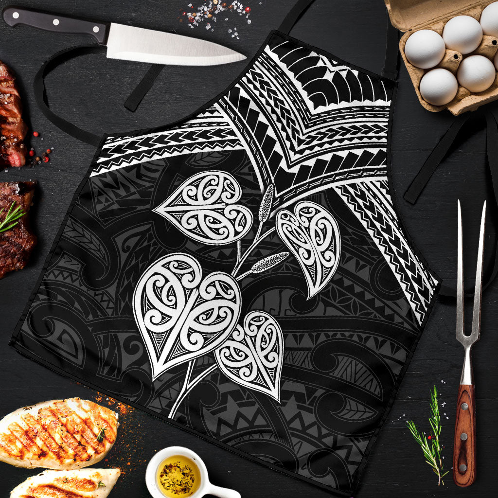 Black New Zealand Kawakawa Maori Ngaru Apron LT14 Black - Polynesian Pride