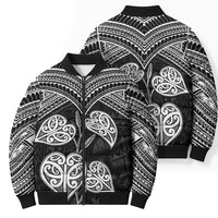 Black New Zealand Kawakawa Maori Ngaru Bomber Puffer Jacket LT14 - Polynesian Pride