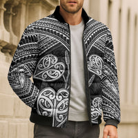 Black New Zealand Kawakawa Maori Ngaru Bomber Puffer Jacket LT14 - Polynesian Pride