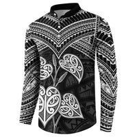 Black New Zealand Kawakawa Maori Ngaru Button Sweatshirt LT14 - Polynesian Pride