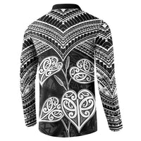 Black New Zealand Kawakawa Maori Ngaru Button Sweatshirt LT14 - Polynesian Pride