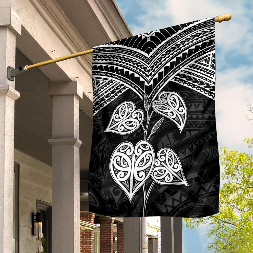 Black New Zealand Kawakawa Maori Ngaru Garden Flag