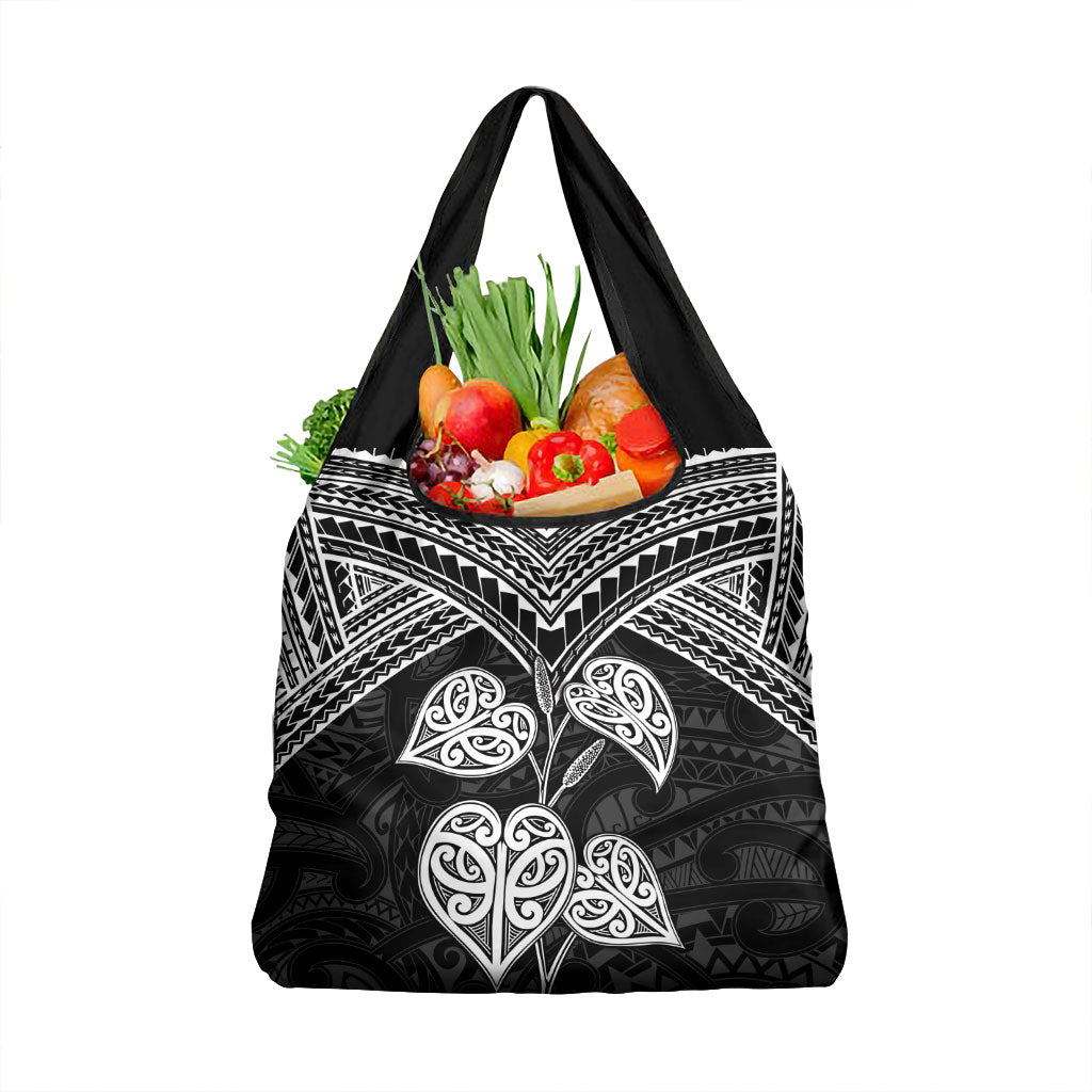 Black New Zealand Kawakawa Maori Ngaru Grocery Bag LT14 1-pack One Size Black - Polynesian Pride