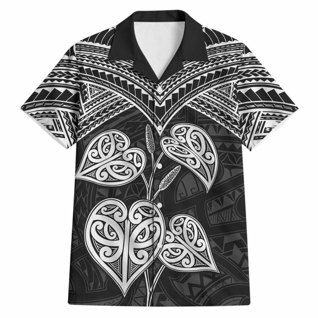 Black New Zealand Kawakawa Maori Ngaru Hawaiian Shirt LT14 Black - Polynesian Pride