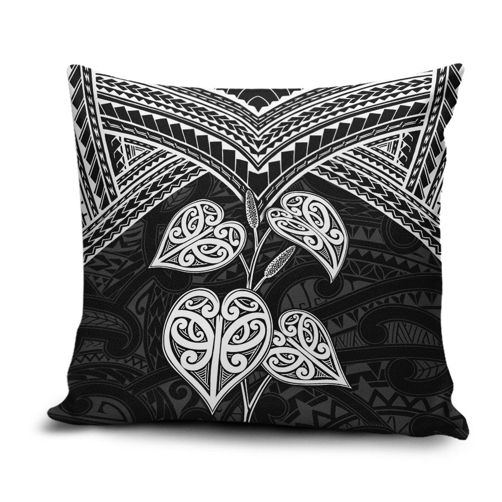 Black New Zealand Kawakawa Maori Ngaru Pillow Cover LT14 Black - Polynesian Pride