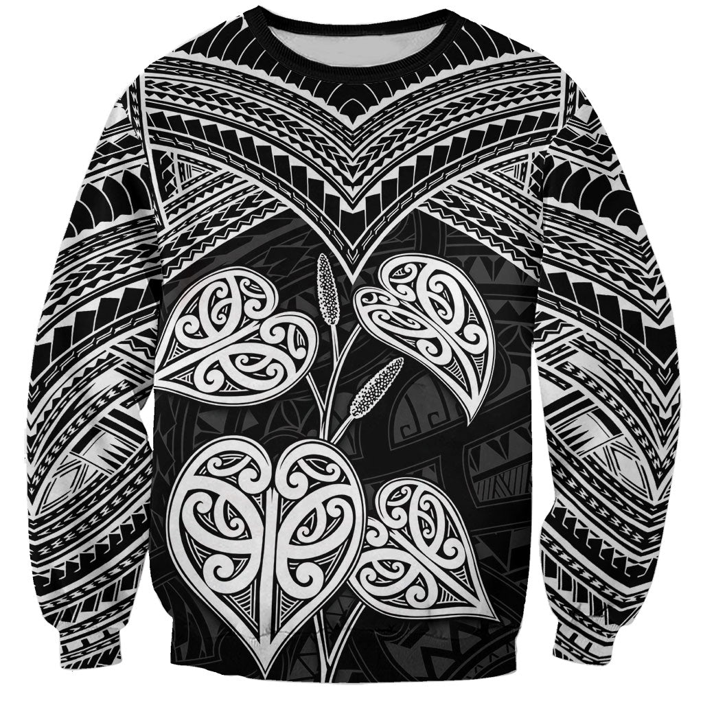 Black New Zealand Kawakawa Maori Ngaru Sweatshirt