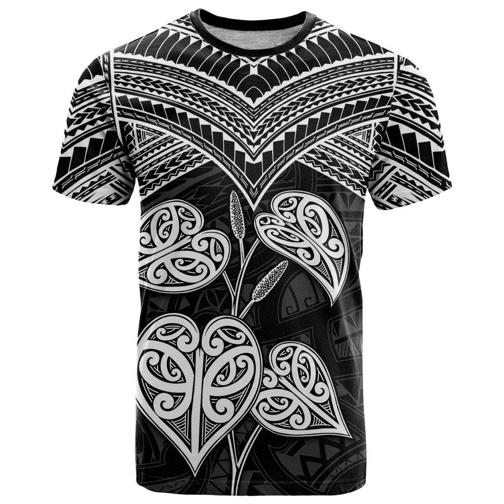 Black New Zealand Kawakawa Maori Ngaru T Shirt LT14 Black - Polynesian Pride
