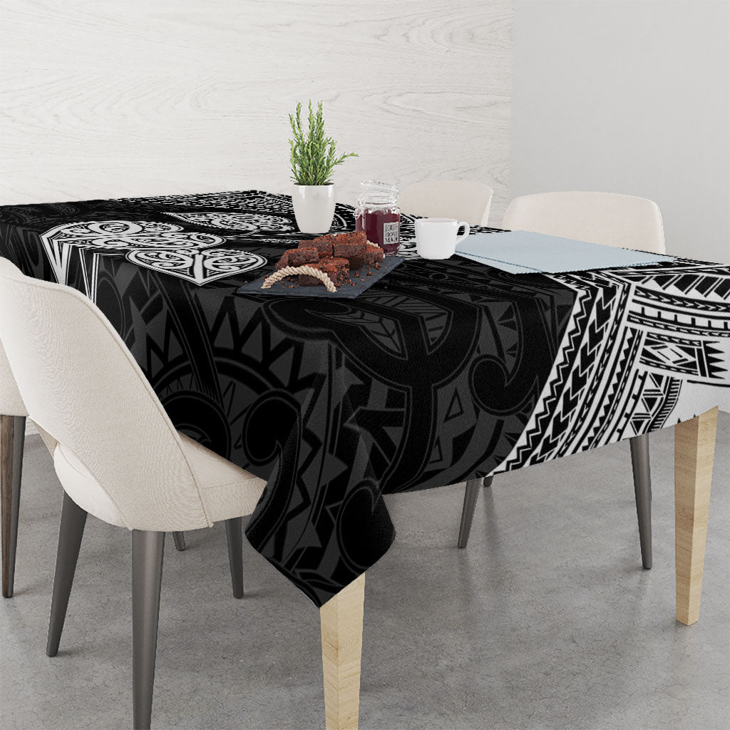 Black New Zealand Kawakawa Maori Ngaru Tablecloth LT14 - Polynesian Pride