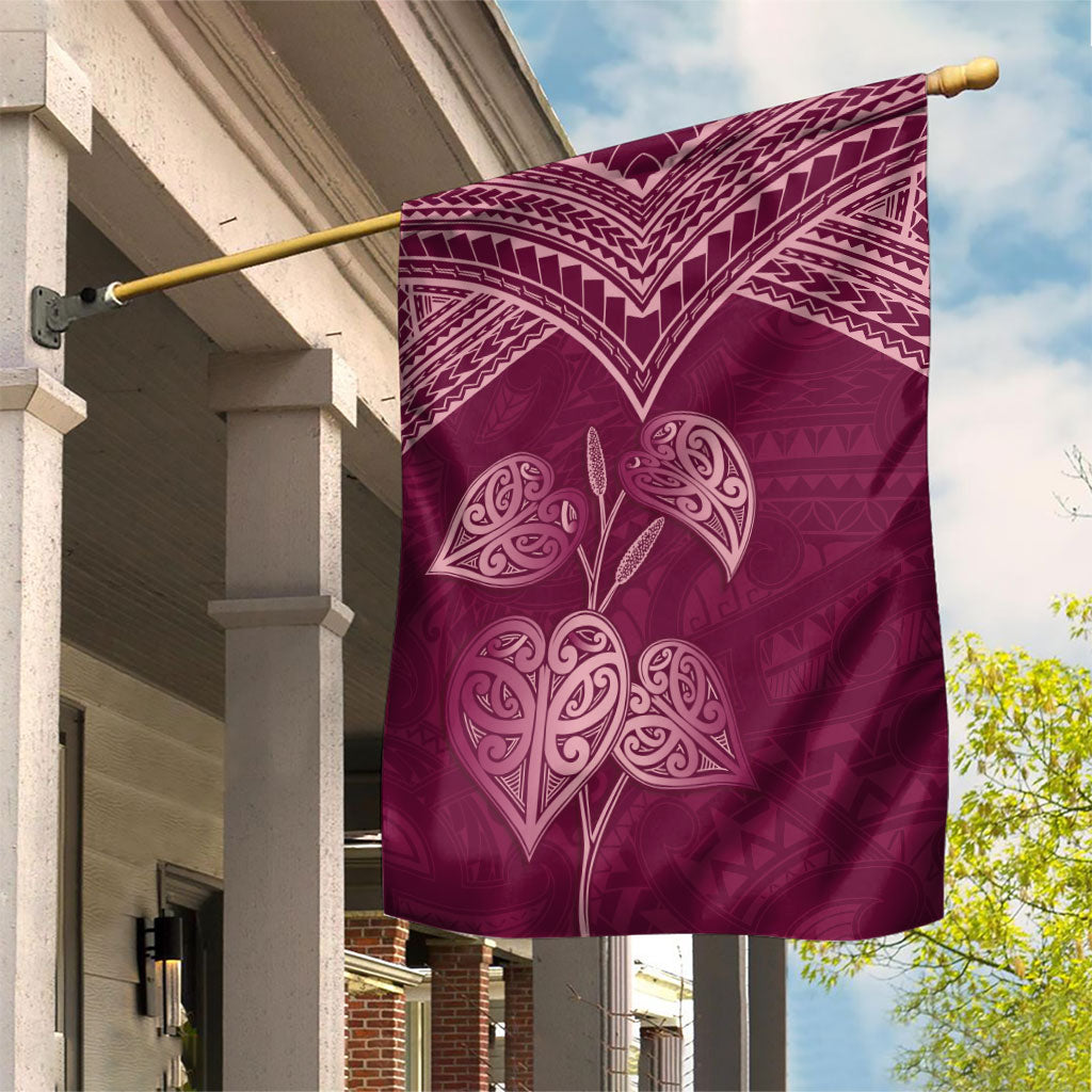 Burgundy New Zealand Kawakawa Maori Ngaru Garden Flag