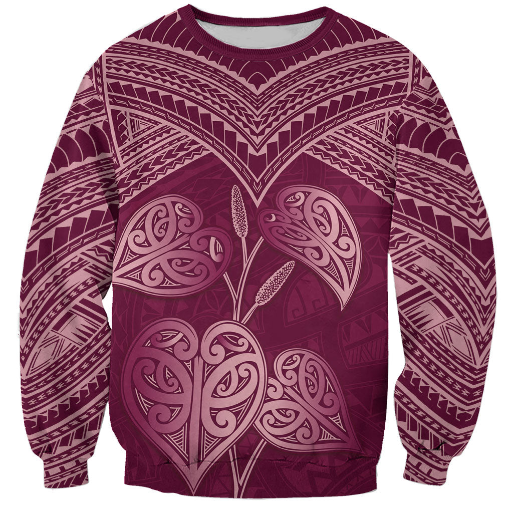 Burgundy New Zealand Kawakawa Maori Ngaru Sweatshirt