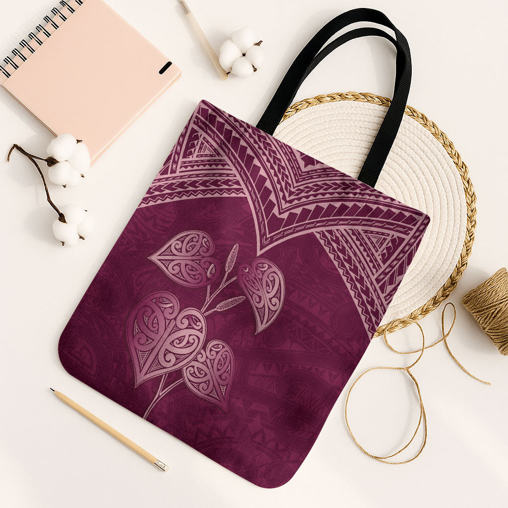 Burgundy New Zealand Kawakawa Maori Ngaru Tote Bag