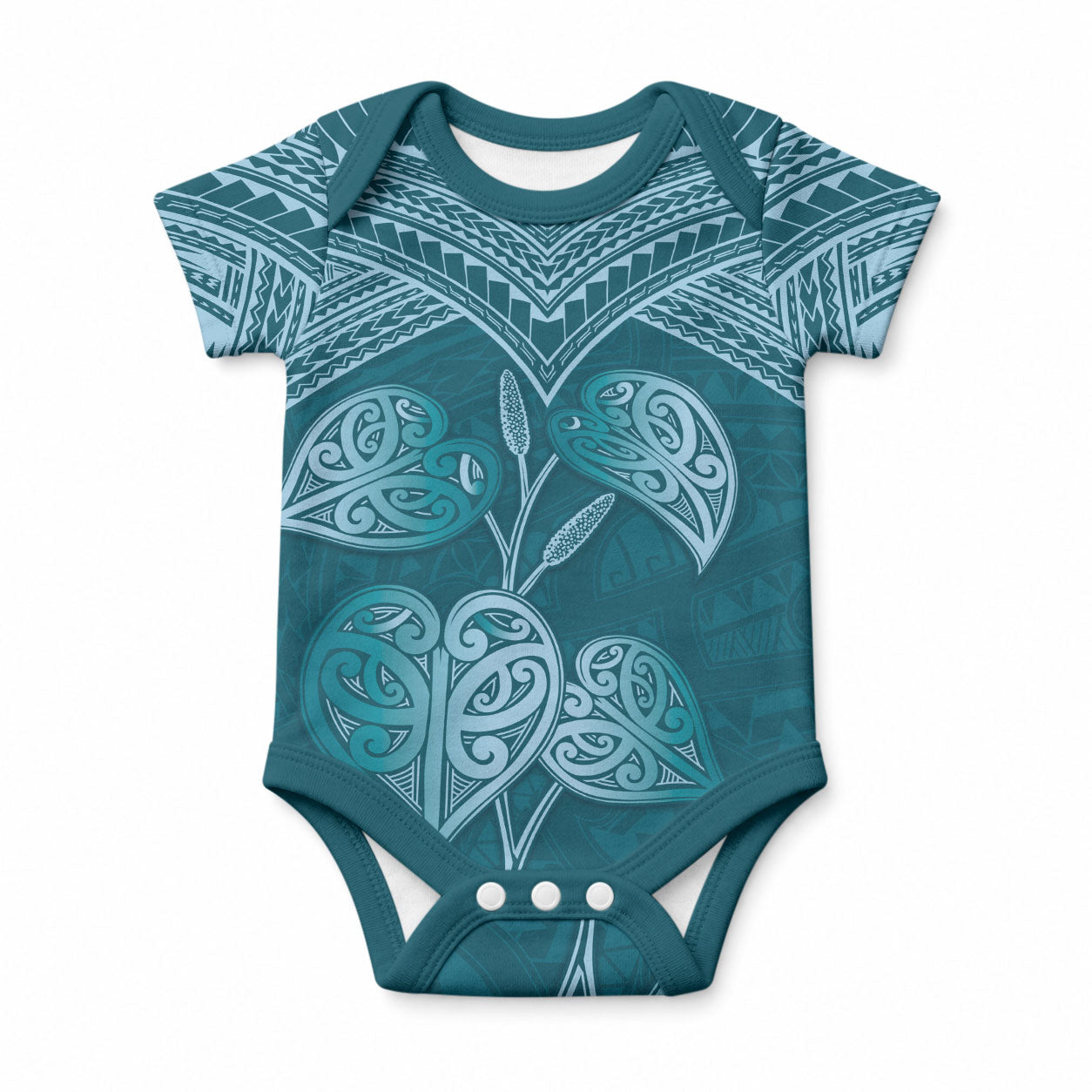 Cyan New Zealand Kawakawa Maori Ngaru Baby Onesie