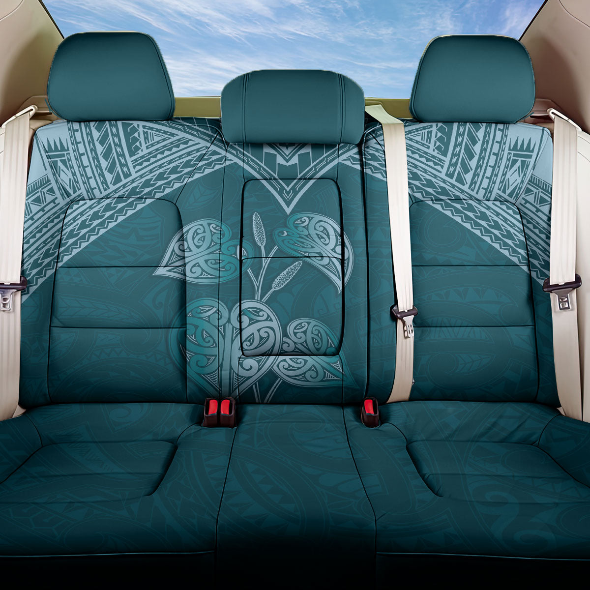 Cyan New Zealand Kawakawa Maori Ngaru Back Car Seat Cover LT14 One Size Cyan - Polynesian Pride