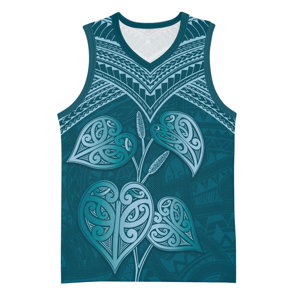 Cyan New Zealand Kawakawa Maori Ngaru Basketball Jersey