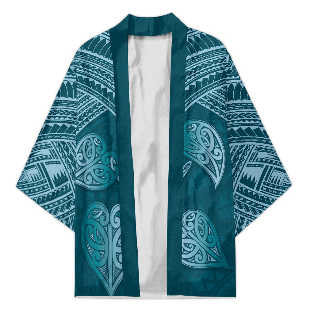 Cyan New Zealand Kawakawa Maori Ngaru Kimono