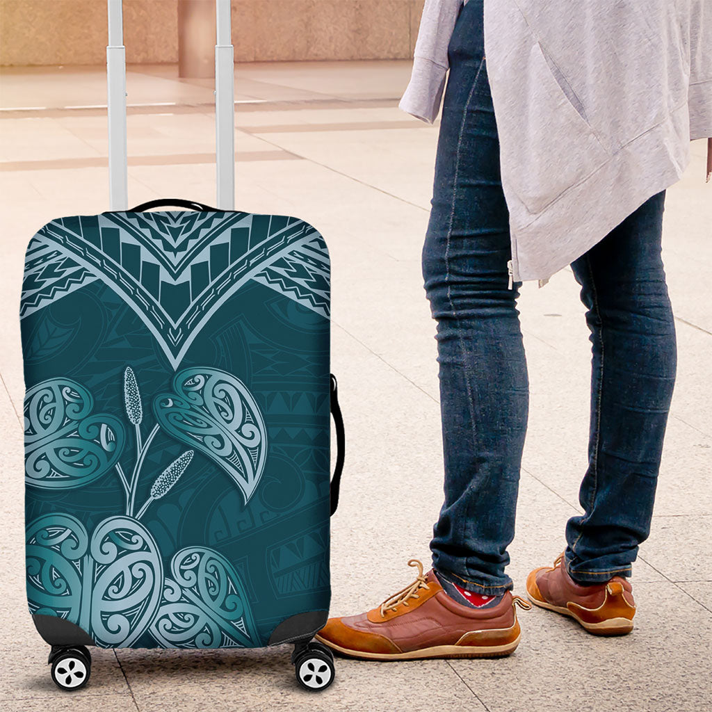 Cyan New Zealand Kawakawa Maori Ngaru Luggage Cover LT14 Cyan - Polynesian Pride