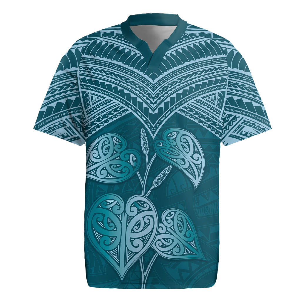 Cyan New Zealand Kawakawa Maori Ngaru Rugby Jersey