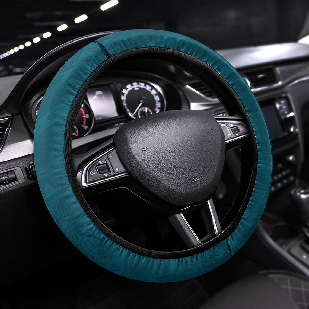 Cyan New Zealand Kawakawa Maori Ngaru Steering Wheel Cover LT14 Universal Fit Cyan - Polynesian Pride