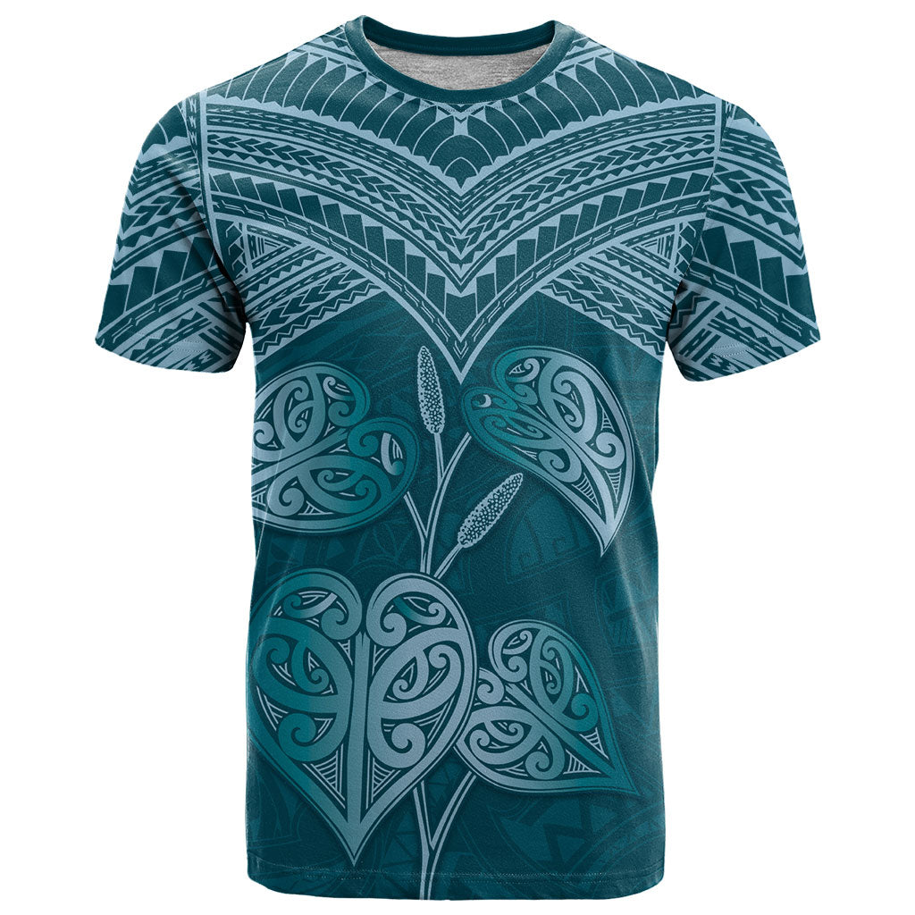Cyan New Zealand Kawakawa Maori Ngaru T Shirt LT14 Cyan - Polynesian Pride