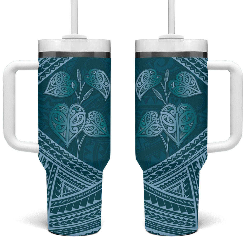 Cyan New Zealand Kawakawa Maori Ngaru Tumbler With Handle