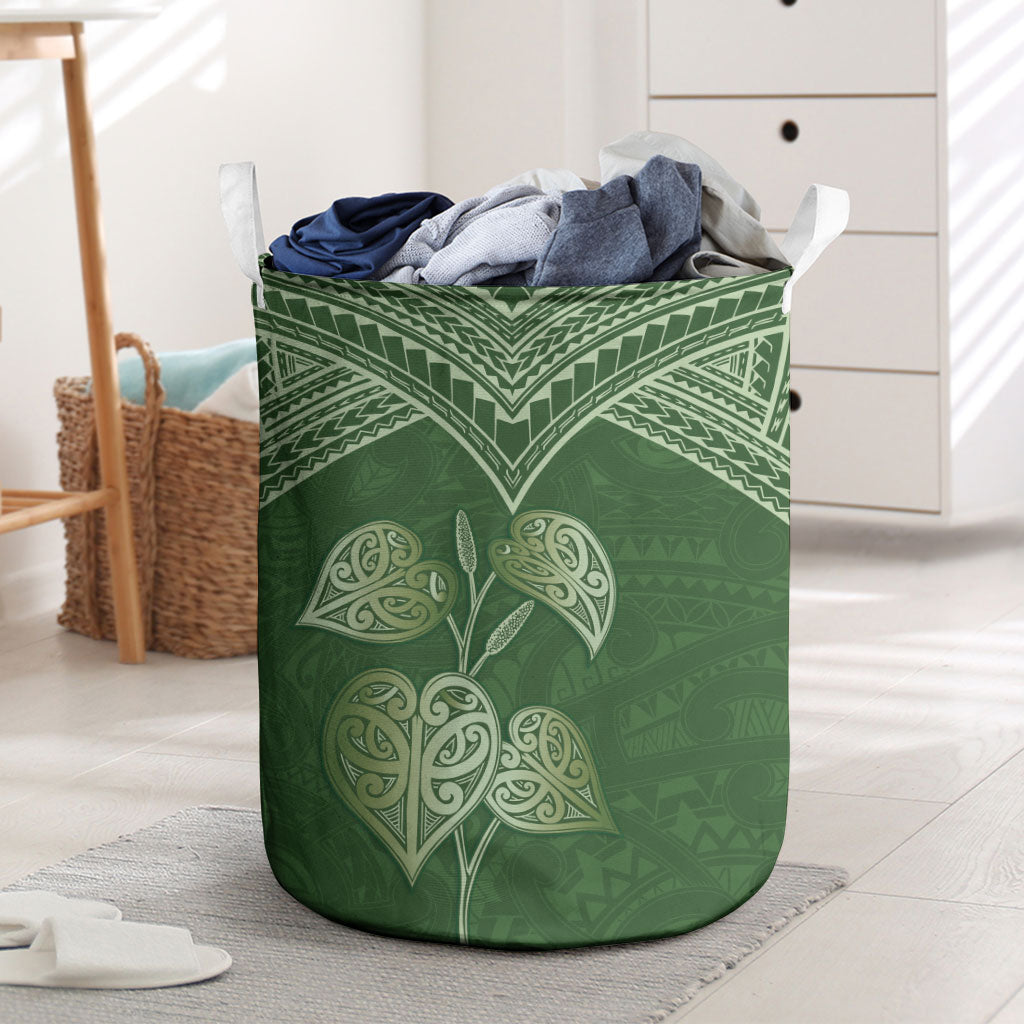Green New Zealand Kawakawa Maori Ngaru Laundry Basket