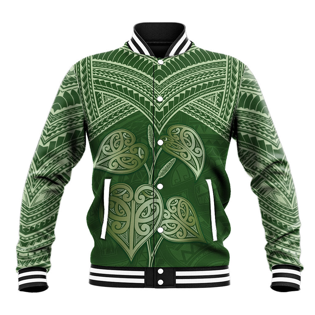 Green New Zealand Kawakawa Maori Ngaru Baseball Jacket