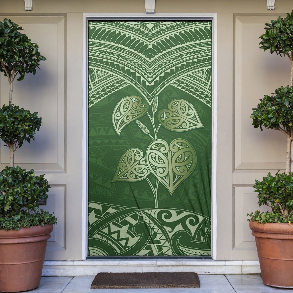 Green New Zealand Kawakawa Maori Ngaru Door Cover LT14 Green - Polynesian Pride